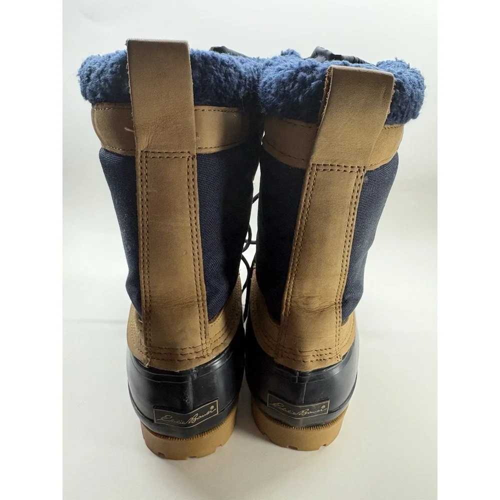 Eddie Bauer Duck Boots Women 8 R551 Navy/Tan Waterproof Lace Up Non-Marking Sole
